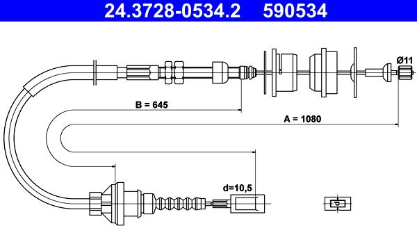 ATE 24.3728-0534.2 - Трос, управління зчепленням autocars.com.ua