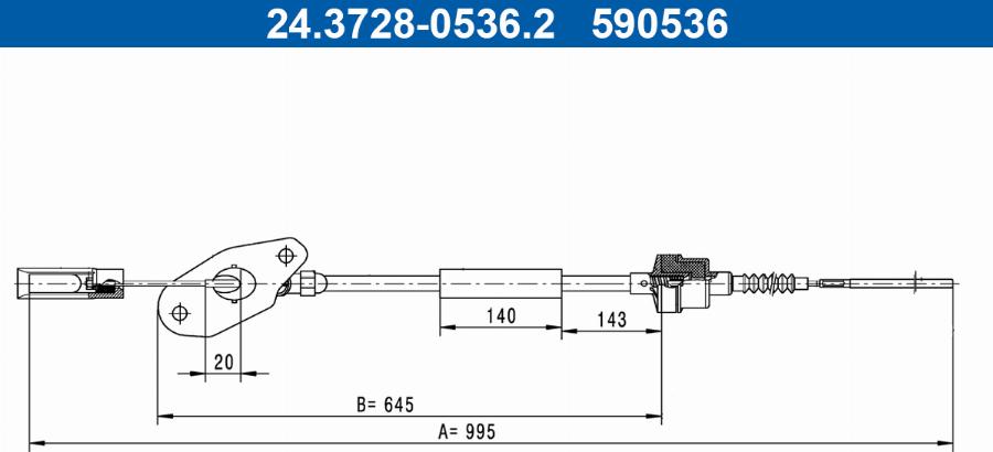 ATE 24.3728-0536.2 - Трос, управління зчепленням autocars.com.ua