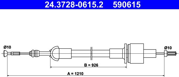 ATE 24.3728-0615.2 - Трос, управління зчепленням autocars.com.ua