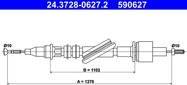 ATE 24.3728-0627.2 - Трос, управління зчепленням autocars.com.ua