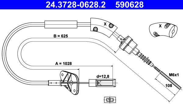 ATE 24.3728-0628.2 - Трос, управление сцеплением avtokuzovplus.com.ua