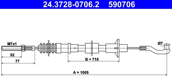 ATE 24.3728-0706.2 - Трос, управління зчепленням autocars.com.ua