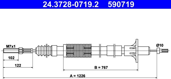 ATE 24.3728-0719.2 - Трос, управління зчепленням autocars.com.ua