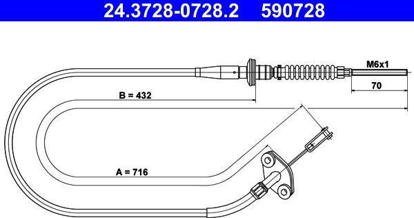 ATE 24.3728-0728.2 - Трос, управління зчепленням autocars.com.ua