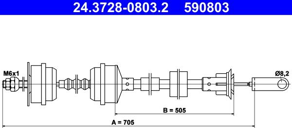 ATE 24.3728-0803.2 - Трос, управління зчепленням autocars.com.ua