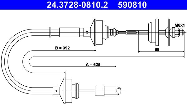 ATE 24.3728-0810.2 - Трос, управління зчепленням autocars.com.ua