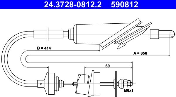 ATE 24.3728-0812.2 - Трос, управління зчепленням autocars.com.ua