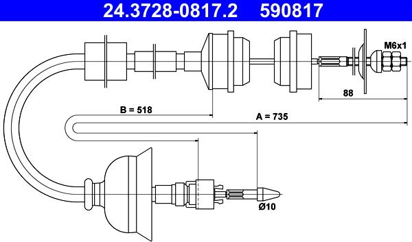 ATE 24.3728-0817.2 - Трос, управління зчепленням autocars.com.ua