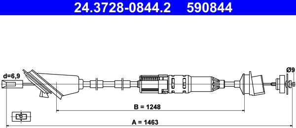 ATE 24.3728-0844.2 - Трос, управління зчепленням autocars.com.ua