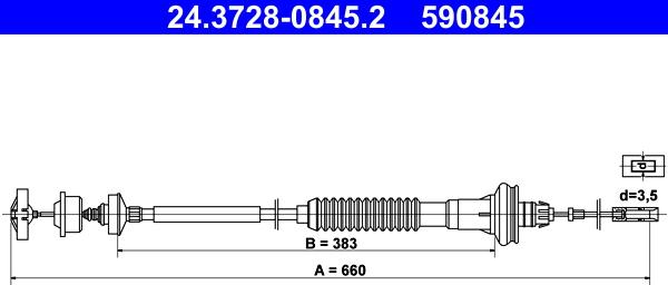 ATE 24.3728-0845.2 - Трос, управление сцеплением avtokuzovplus.com.ua