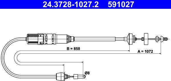 ATE 24.3728-1027.2 - Трос, управління зчепленням autocars.com.ua