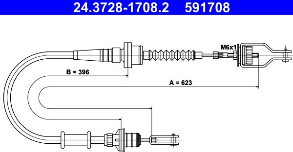 ATE 24.3728-1708.2 - Трос, управління зчепленням autocars.com.ua