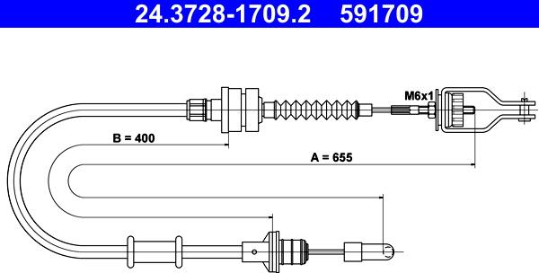 ATE 24.3728-1709.2 - Трос, управління зчепленням autocars.com.ua