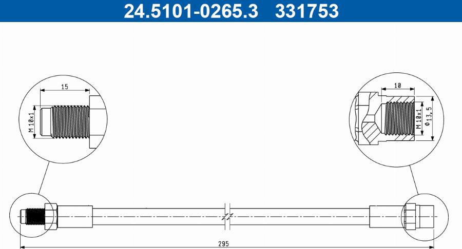 ATE 24.5101-0265.3 - Гальмівний шланг autocars.com.ua