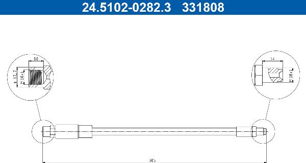 ATE 24.5102-0282.3 - Гальмівний шланг autocars.com.ua