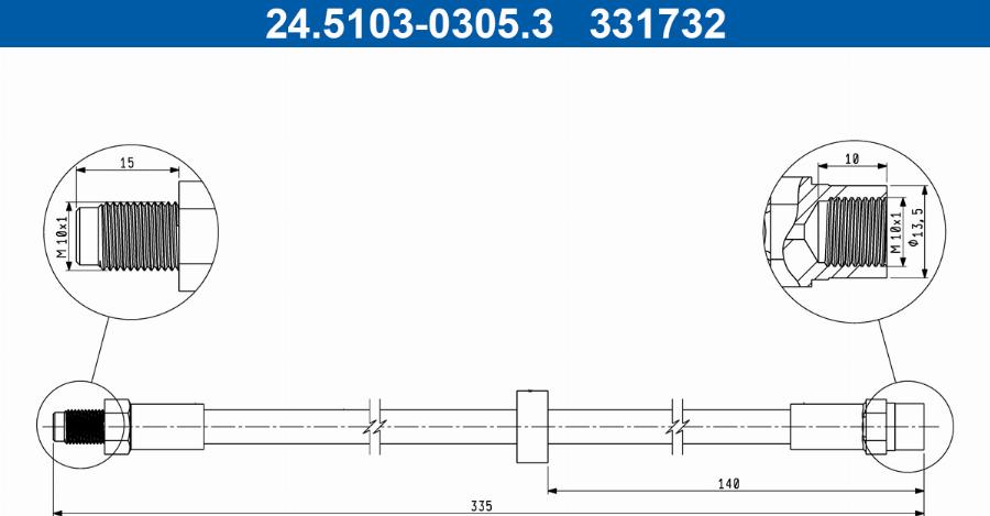 ATE 24.5103-0305.3 - Тормозной шланг autodnr.net