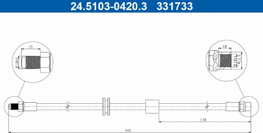 ATE 24.5103-0420.3 - Тормозной шланг avtokuzovplus.com.ua