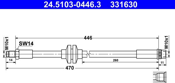 ATE 24.5103-0446.3 - Гальмівний шланг autocars.com.ua