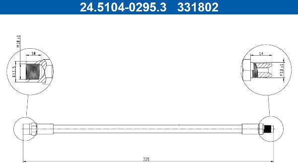 ATE 24.5104-0295.3 - Гальмівний шланг autocars.com.ua