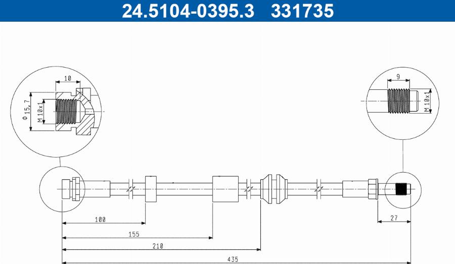 ATE 24.5104-0395.3 - Гальмівний шланг autocars.com.ua