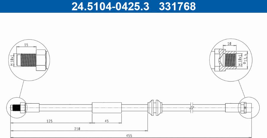 ATE 24.5104-0425.3 - Гальмівний шланг autocars.com.ua