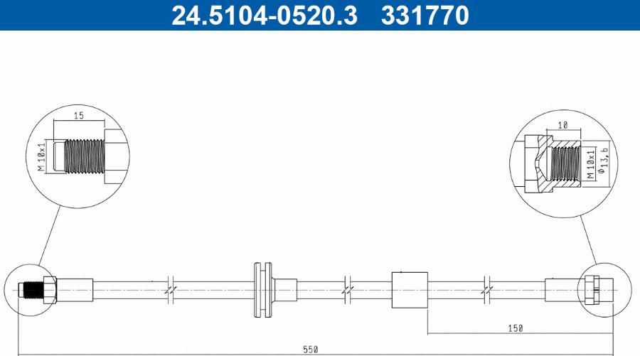 ATE 24.5104-0520.3 - Гальмівний шланг autocars.com.ua