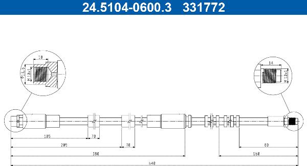 ATE 24.5104-0600.3 - Гальмівний шланг autocars.com.ua