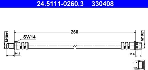 ATE 24.5111-0260.3 - Тормозной шланг avtokuzovplus.com.ua