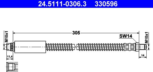 ATE 24.5111-0306.3 - Тормозной шланг avtokuzovplus.com.ua