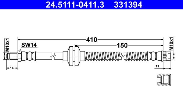 ATE 24.5111-0411.3 - Гальмівний шланг autocars.com.ua