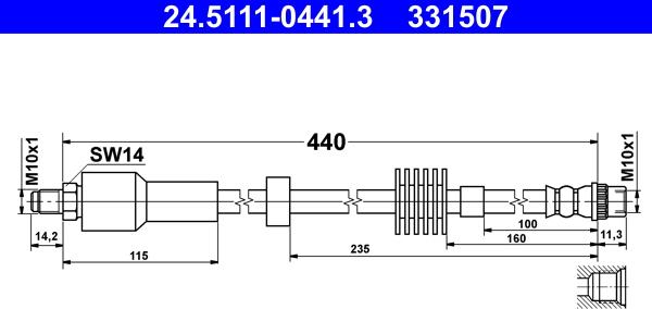 ATE 24.5111-0441.3 - Тормозной шланг avtokuzovplus.com.ua