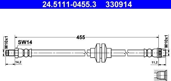 ATE 24.5111-0455.3 - Гальмівний шланг autocars.com.ua