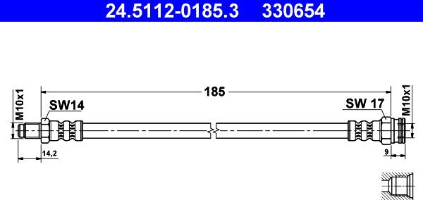 ATE 24.5112-0185.3 - Тормозной шланг autodnr.net