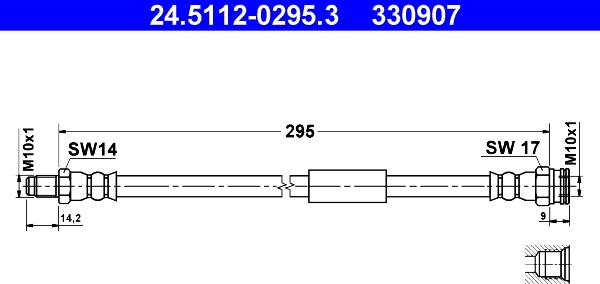 ATE 24.5112-0295.3 - Тормозной шланг avtokuzovplus.com.ua