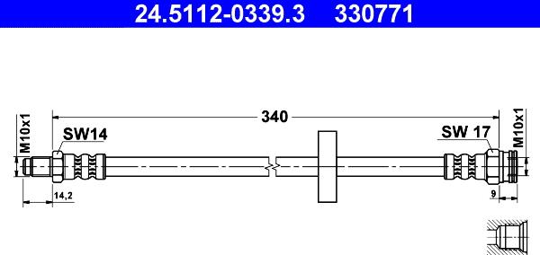 ATE 24.5112-0339.3 - Тормозной шланг avtokuzovplus.com.ua