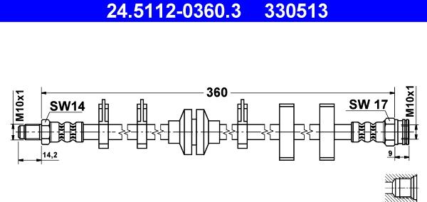 ATE 24.5112-0360.3 - Тормозной шланг avtokuzovplus.com.ua