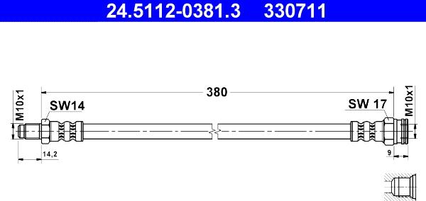 ATE 24.5112-0381.3 - Тормозной шланг avtokuzovplus.com.ua