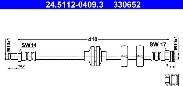 ATE 24.5112-0409.3 - Гальмівний шланг autocars.com.ua