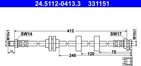 ATE 24.5112-0413.3 - Тормозной шланг autodnr.net