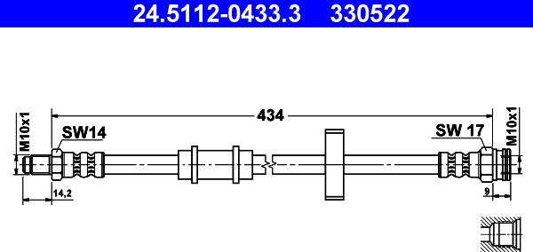 ATE 24.5112-0433.3 - Гальмівний шланг autocars.com.ua