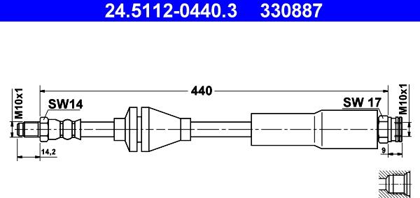 ATE 24.5112-0440.3 - Тормозной шланг avtokuzovplus.com.ua