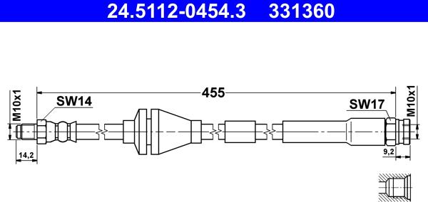 ATE 24.5112-0454.3 - Тормозной шланг avtokuzovplus.com.ua