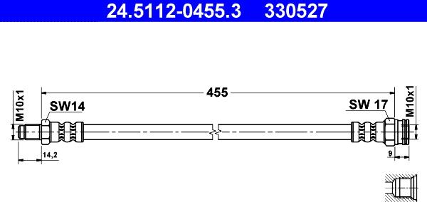 ATE 24.5112-0455.3 - Тормозной шланг avtokuzovplus.com.ua