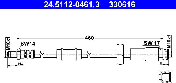 ATE 24.5112-0461.3 - Тормозной шланг avtokuzovplus.com.ua