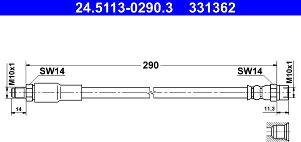 ATE 24.5113-0290.3 - Тормозной шланг autodnr.net