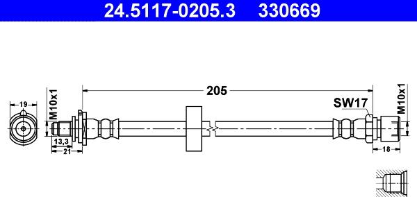 ATE 24.5117-0205.3 - Тормозной шланг avtokuzovplus.com.ua