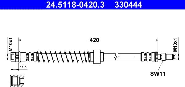 ATE 24.5118-0420.3 - Тормозной шланг avtokuzovplus.com.ua