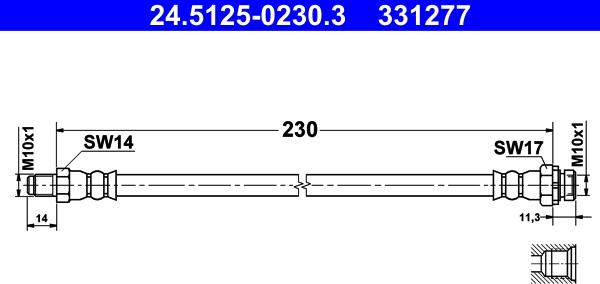 ATE 24.5125-0230.3 - Тормозной шланг avtokuzovplus.com.ua