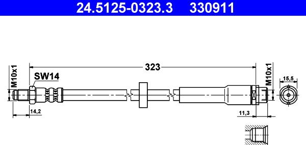 ATE 24.5125-0323.3 - Гальмівний шланг autocars.com.ua