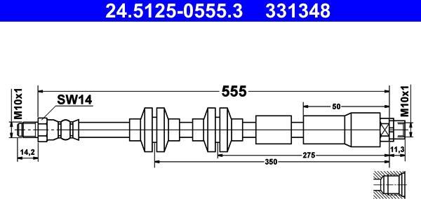 ATE 24.5125-0555.3 - Гальмівний шланг autocars.com.ua
